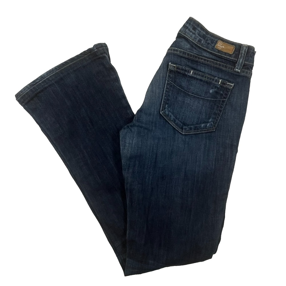 Paige Lou Lou Flare Jeans Womens 27 (Fits 30x31) Mid Rise Distressed Medium Wash